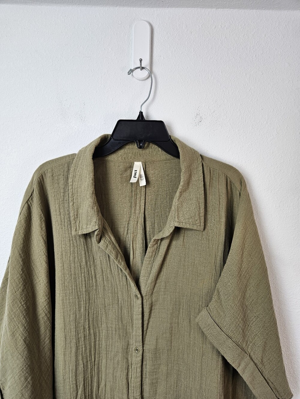 Pact Organic Cotton Coastal Double Gauze Oversized Short Sleeve Shirt XL/XXL - Picture 3 of 7